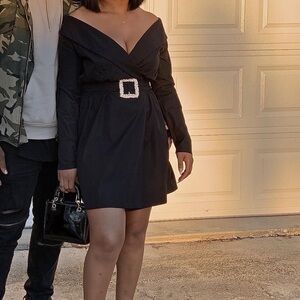 Black gold buckle dress